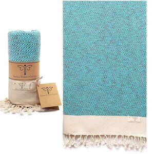 SMYRNA TURKISH COTTON  Turkish Beach Towel Oversized, 37x71 inch, Pair of 2 or 1